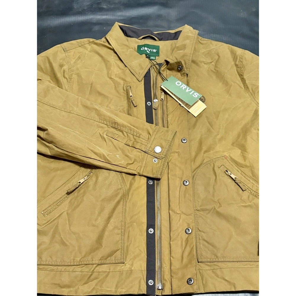 Orvis Jacket Mens 2XL Brown Waxed Barn Chore Field Canvas Hunting Full Zip - Picture 2 of 11
